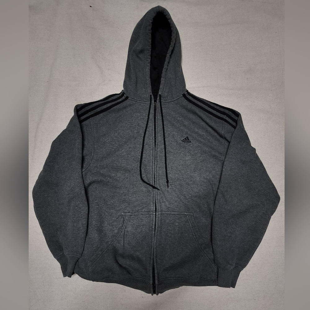 Y2K Vintage Adidas Mens Boxy Zip-Up Hoodie